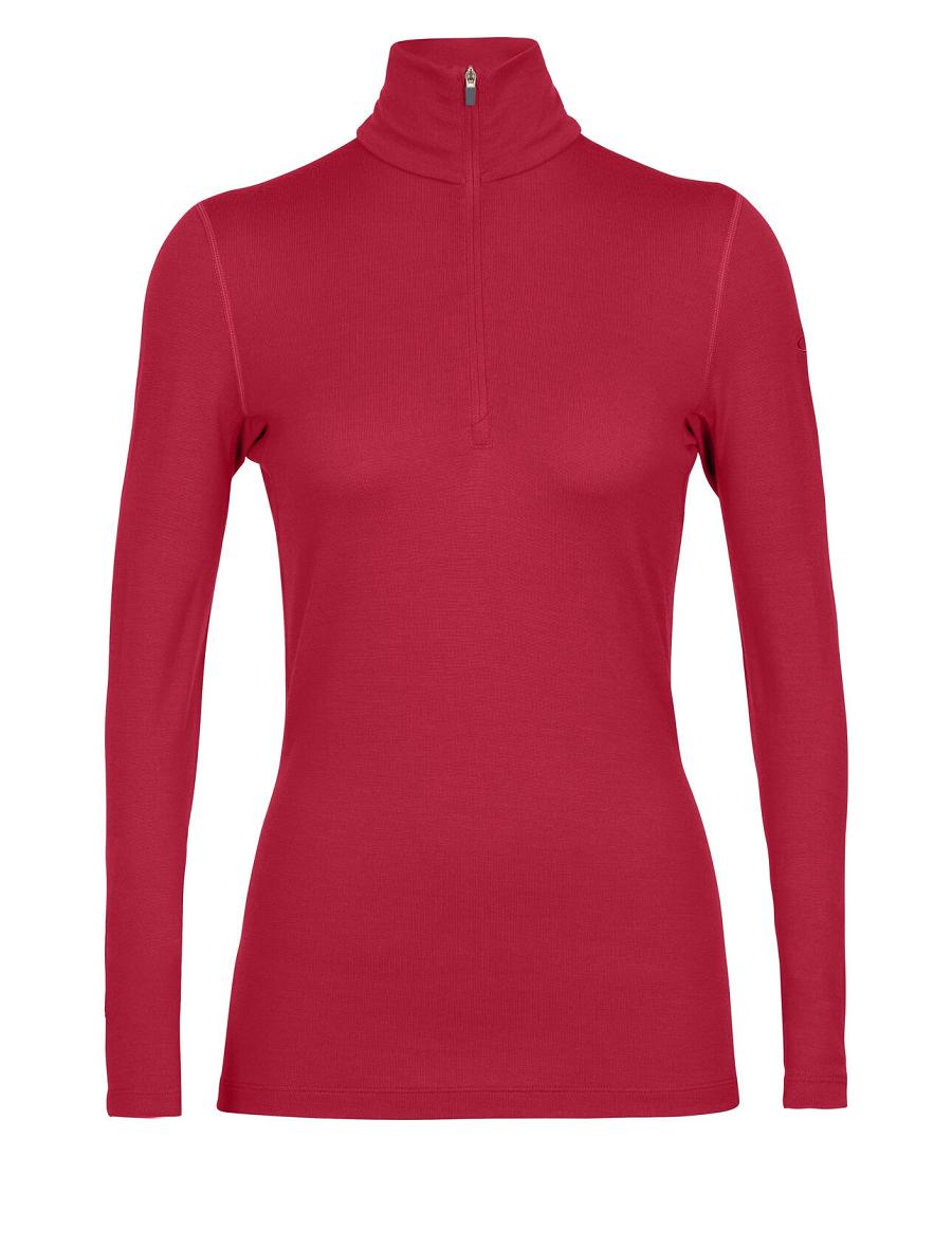 Base Layers Icebreaker Merino 260 Tech Long Sleeve Half Zip Thermal Top Femme Rose | FR 1913SGLO